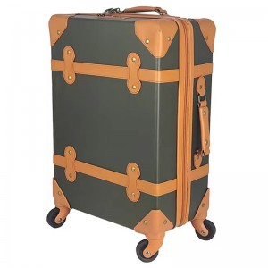 Women Luxury Vintage Trunk Luggage Leather Carry on Suitcase