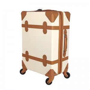 Women Luxury Vintage Trunk Luggage Leather Carry on Suitcase