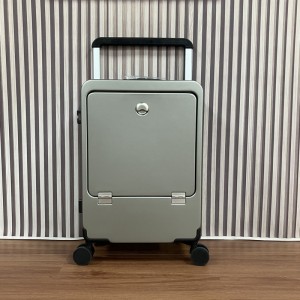 Hard Shell Carry On Airline Approved Luggage with USB Port Silent Wheels and Half Front Pocket Suitcase