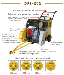 DFS-500 Road Construction Equipment Asphalt Floor Road Cutting Saw Machine Concrete Cutter