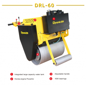 DRL-60 Honda GX-160 ຍ່າງຢູ່ຫລັງ Drum ດຽວ vibratory Roller