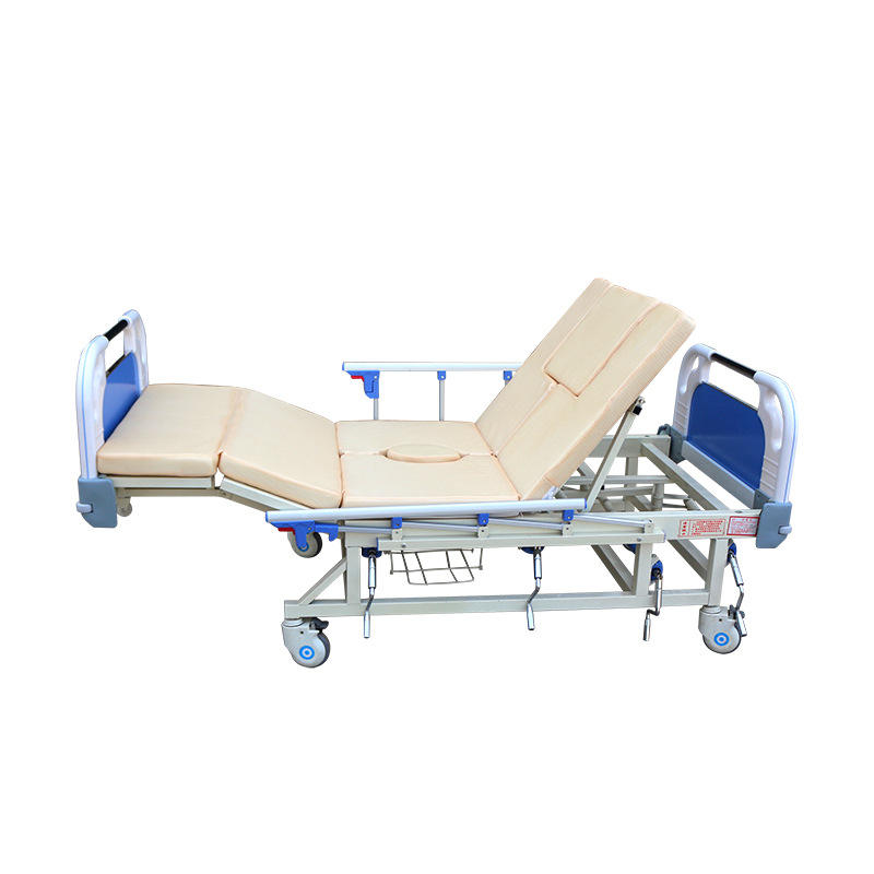 DB-001 Telung Crank Medical Patient Bed kanggo dipatèni karo Commode