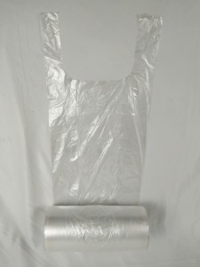 Transparent Printed PE/Plastic T-Shirt Bags in Roll with Handle