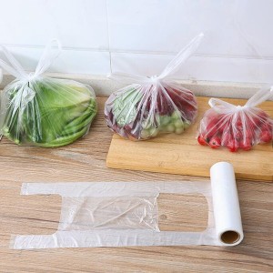Polythene HDPE T-shirt Food Clear Bag Vegetables Fresh Fruits Packaging Store Plastic Plain Bag for Supermarket