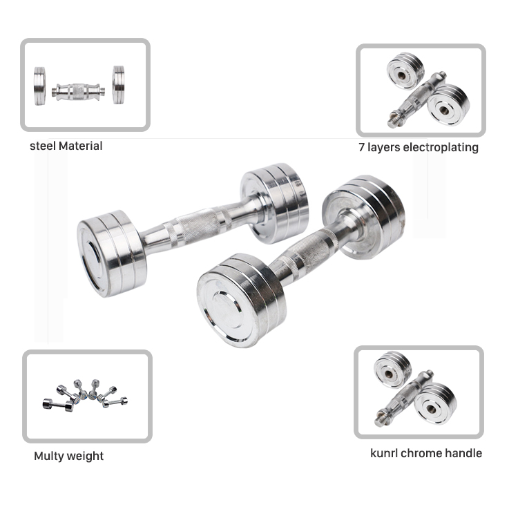 Round Dumbbell Fitness Weight Lifting High Chrome Stainless Steel Dumbbell