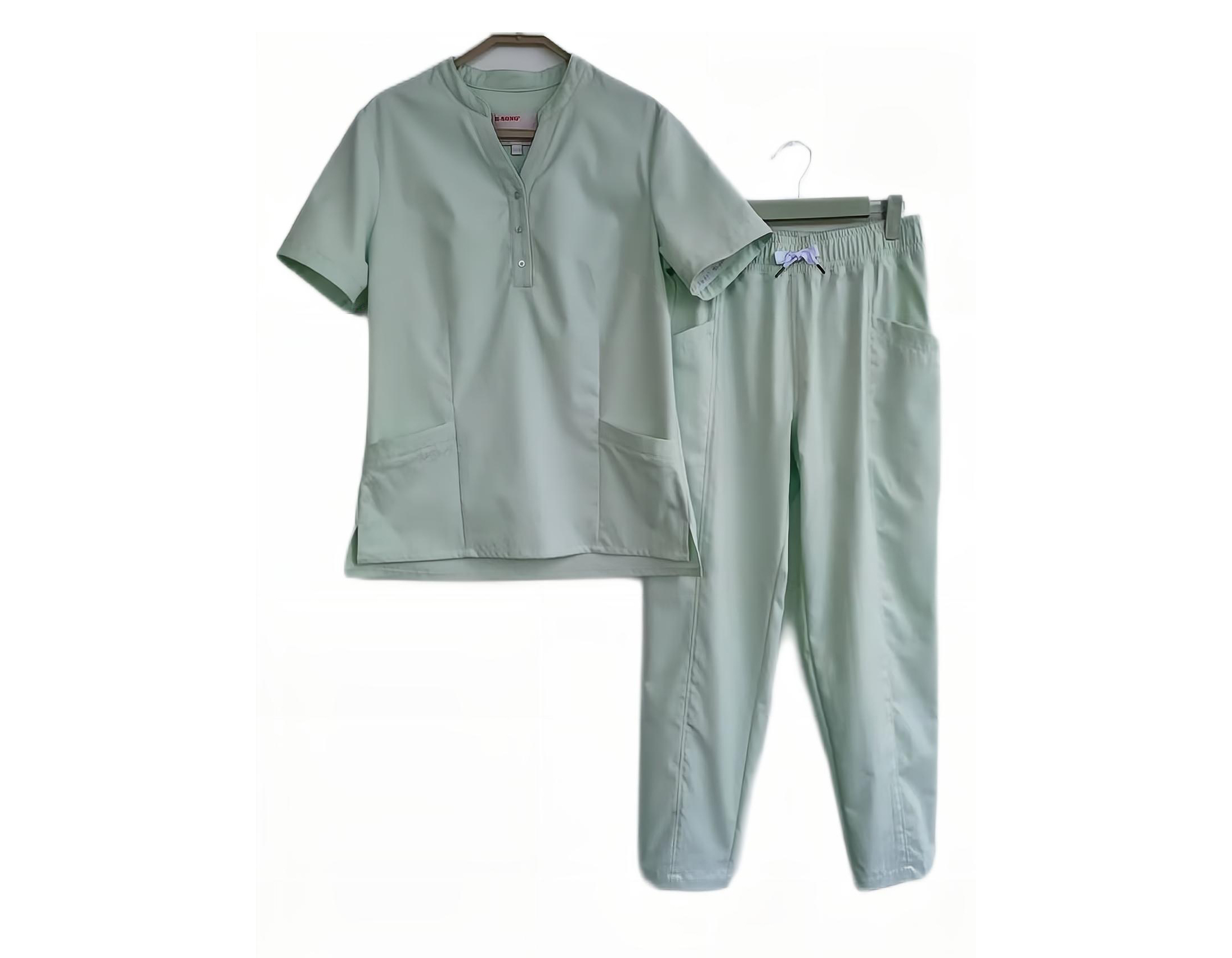 Nurse Fashion Scrub Suit V-Neck Tunick with Stand Collar in 4- Way Stretch Fabric