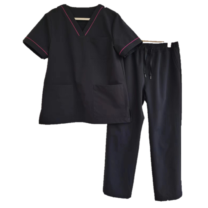 China OEM Supply Medical Uniform Scrub Suit in Mechanical Stretch Polyester Fabric