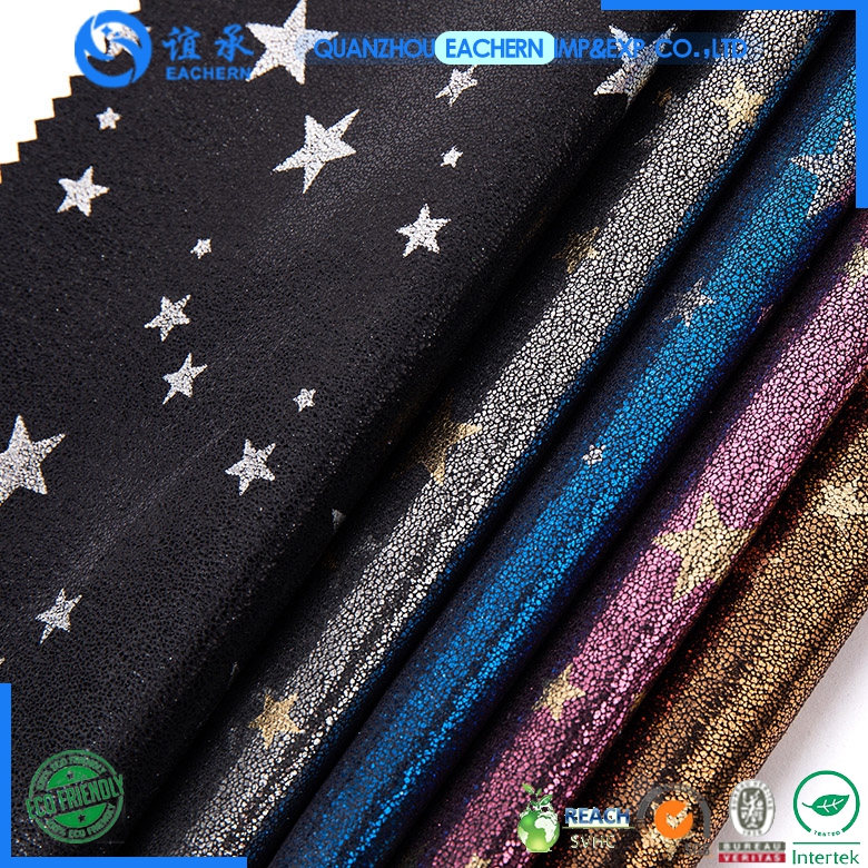 OEM/ODM Factory Pigskin Pu Leather For Shoe Lining - High quality custom design gold stamping fabric shiny star pattern for women clothing gold stamping fabric – EACHERN
