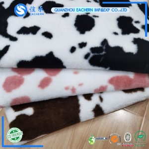 EACHERN supplier  fur fabric print cow pattern rabbit fur fabric for shoes bags