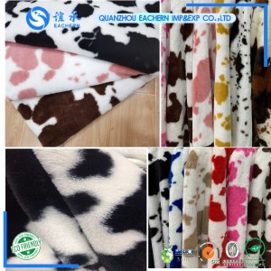 EACHERN supplier  fur fabric print cow pattern rabbit fur fabric for shoes bags