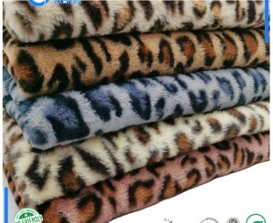 Stock rabbit fur fabric leopard print fur fabric for  clothing toy bag scarf plush fabric