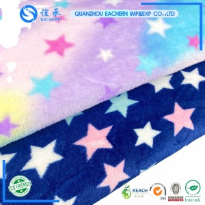 flannel fabric printed star for garment and blanket soft velvet fabric double or single side brushed 100% polyester