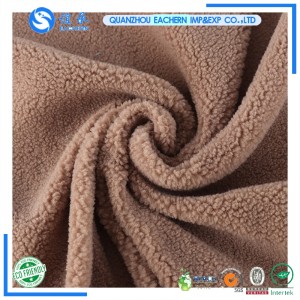 100% polyester artificial fake lamb sheep fur fleece fabric for hoodie