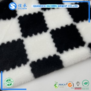 customs print fur fabric have stock in print square lattice Rabbit fur fabric