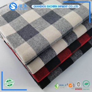 factory stocklot CVC polyester cotton yarn dyed woven flannel check twill shirt fabric and lining for garments