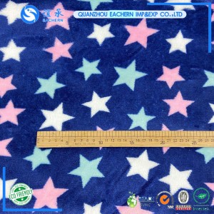 flannel fabric printed star for garment and blanket soft velvet fabric double or single side brushed 100% polyester