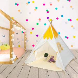 Teepee Tent for Kids Foldable Play Tent for Girls Boys with Play Mat Kids Canvas Tent Children Decor Tipi Toddler Playhouse for Indoor Outdoor Toys for Kids Birthday Gift