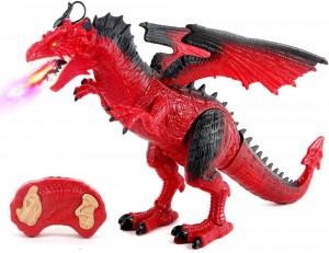 Remote Control Dinosaur, Red Dragon Figures Learning Realistic Looking Large Size with Roaring Spraying Light Up Eyes RC Walking Dinosaur Pet for Birthday, Xmas Gifts, Dragon Toy for Kids Boys Girls
