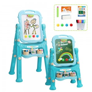Adjustable Height Double Sided Art Easels for Kids-Toddler Easel with Chalkboard and Dry Erase Board (Green)