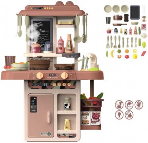 Kitchen Play Toy Set Kitchen Playset,with Sound and Light, Simulation Spray, Sink, Press Faucet with Water, for Girls Boys Over 3 (63X45.5X22cm/24.8×17.9×8.7”)