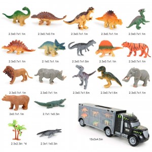 LBLA Dinosaur Truck Carrier Transport Car Dinosaurs Toys for Toddlers Kids Safari Animal Figures Playset for Boys Girls 3, 4, 5, 6, 7 Year Old, 23 Pieces