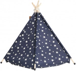 Pet Teepee Dog & Cat Bed with Cushion- Luxery Dog Tents & Pet Houses with Cushion & Blackboard (Star)