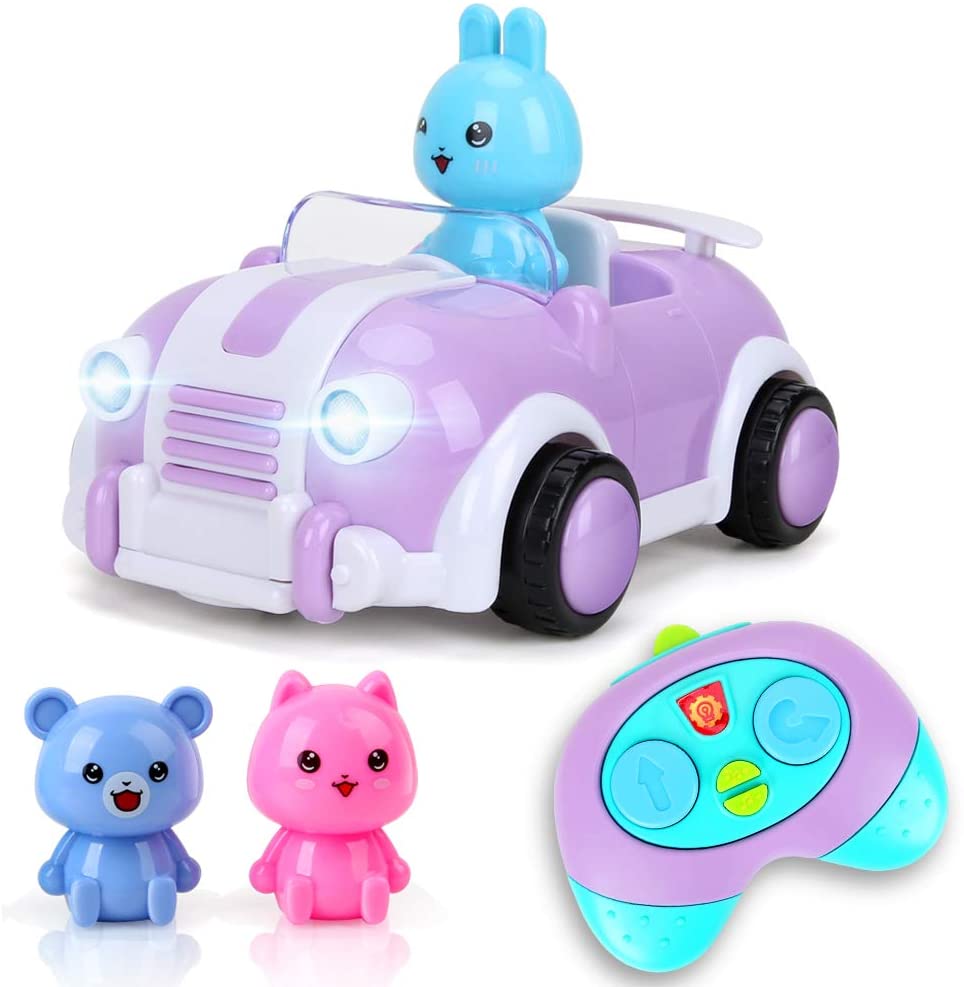 Factory Free sample Vintage Plastic Toy Boats - Purple Cartoon Remote Control Car,Electric Radio Control RC Race Car Toys with Music Lights and Animal Gift for Babies Toddlers Kids Boys Girls R...
