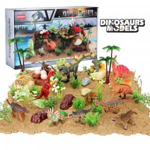 85 PCS Realistic Dinosaur Figures Playset,Educational Dinosaur Toys Cake Topper with Floret Plant Bottom Plate Gift for Boys Girls