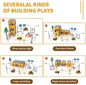 BeebeeRun Construction Toys for Kids – 122 PCS Kids Building Toys, Construction Vehicles Toys with Excavator, Bulldozer, Fork Truck, Tower Crane and Road Signs,Toy Cars for Boys Age 6-12