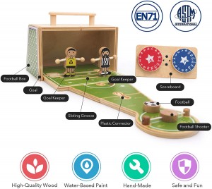 Mini Desktop Football Game Set Wooden Toy Portable Boxset Football Game Indoor Desk Playset for Kids Adults Office Foldable Tabletop Football Toy Classic Desk Ball Board Toy