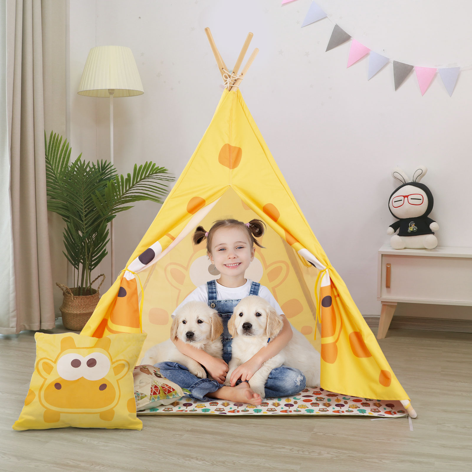 Giraffe Children’s Tent Indian Indoor Yellow Boys Girls Play House Baby Dollhouse Tent (ZP0184) Featured Image