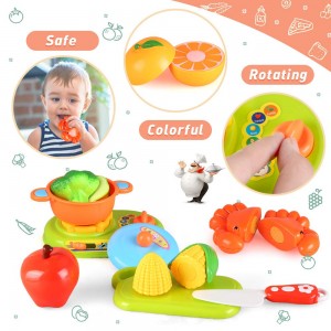 BeebeeRun Cutting Pretend Play Food with Clear Back-Pack, 41 Pcs Toy Kitchen Set, Food Learning Toys for 3 4 5 6 7 Years Old Toddler Boys and Girls
