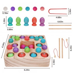 LBLA 3 in 1 Wooden Magnetic Fishing Game Board Clip Bead Game Fine Motor Skill Toy Number Blocks Puzzle Montessori Educational Toys for Kids with 2 Fishing Rods 2 Wooden Sticks, 1 Clip