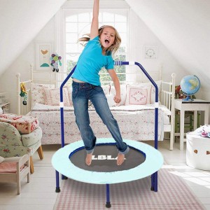 LBLA 36-Inch Trampoline for Kids Mini Trampoline with Adjustable Handrail and Safety Padded Cover Bungee Rebounder Foldable Toddlers Trampoline Indoor/Outdoor Play and Exercise (Blue)