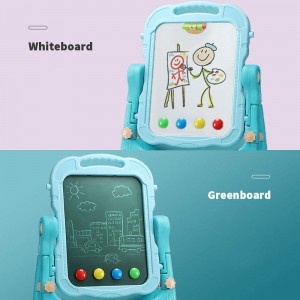 Adjustable Height Double Sided Art Easels for Kids-Toddler Easel with Chalkboard and Dry Erase Board (Green)