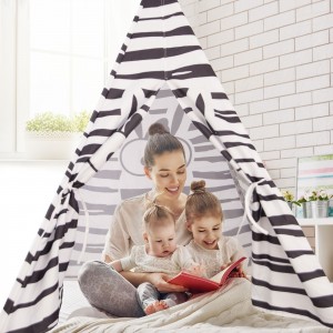 Children’s indoor tent princess girl boy play house household toy small house separate bed reading gift animal pattern zebra stripes (ZP0185)