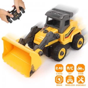 BeebeeRun Take Apart Construction Toys – Construction Trucks for Boys – 2 in 1 RC Construction Vehicles – Remote Control Excavator and Bulldozer Toys for Boys, Gift for 3 4 5 6+ Year Old Boy & Kid