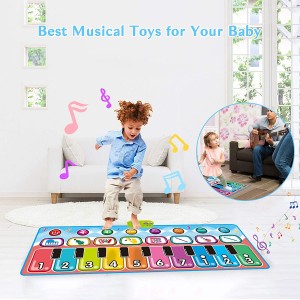 Arkmiido Kids Musical Mat Electronic Dance Mat Piano Mat with 8 Instruments Sounds 5 Play Modes Record & Playback & Demo Educational Toys for Kids Girls Boys (Blue)