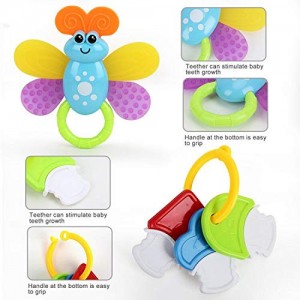 Baby Toys Rattles Teether and Shakers 9 PCS, Baby Newborn Gift Set for Hand Development Early Educational Toys for 3, 6, 9, 12 Month Newborn Toddler