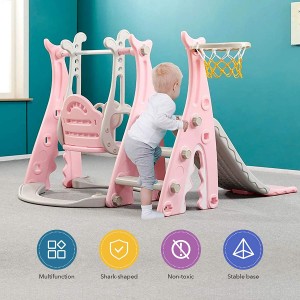 Reliable Supplier Large Kids Swing - Ealing 4-in-1 Pink Toddlers Slide and Swing Basketball Set,for Kids Taking Exercise Playing Climber Sliding Playset,Safe Slide for Children,Easy Set Up for Indoor Outdoor in Your Beautiful Backyard – Ealing