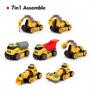 BeebeeRun 7-in-1 DIY Take Apart Truck Car Toys for 3 4 5 6 7 Year Old, Construction Engineering STEM Tools Learning Toys Building Play Set for Kids Children Boys Girls