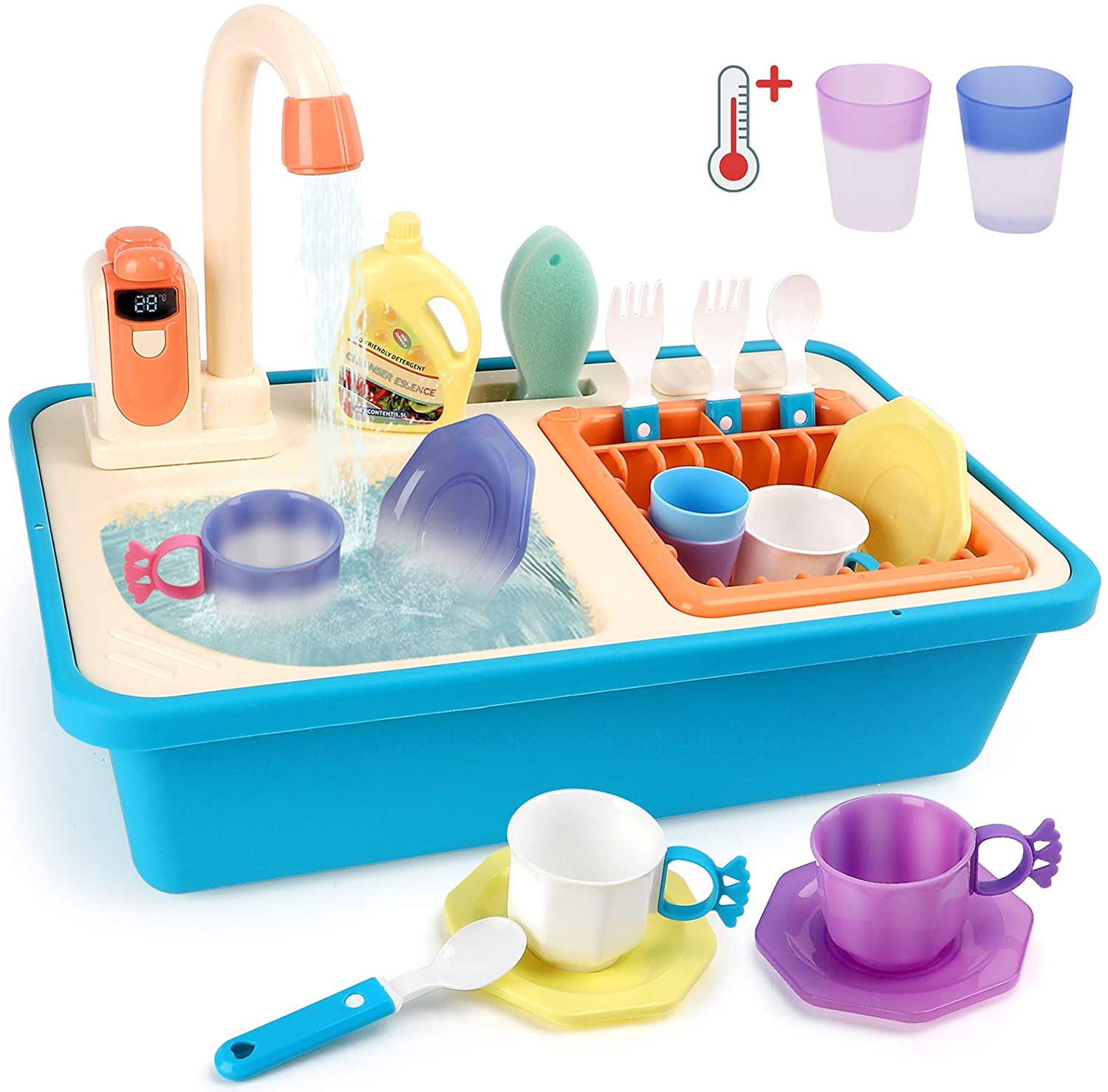 OEM/ODM China Plastic Grabber Toy - BeebeeRun Color Changing Kitchen Sink Toys, Electric Dishwasher Play Sink with Running Water,Kitchenwear Toys,Automatic Water Cycle System Play House Pretend Ro...
