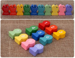 LBLA Montessori Toys for Kids,Toys for 3 Year Olds Boys Girls Toddler,Wooden Color Sorting Puzzles Toys Number Math Stacking Blocks Fishing Game Early Education Toy Gifts