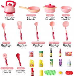 BeebeeRun 28PCS Kitchen Play Toy, Kids Pretend Play Cooking Set with Play Food,Cookware Pot and Pan Toy Set,Toy Utensils,Play Accessories Toys for Kids Toddlers Girls Boys(Pink)