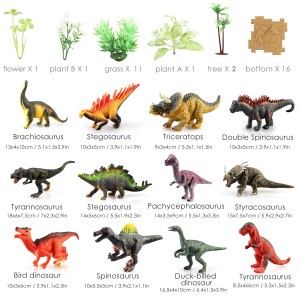 BeebeeRun Dinosaur Figures Dinosaur Toys Realistic Educational Playset Cake Topper with Tree Plant Floret Grass Bottom Plate for Kids 44 Pieces