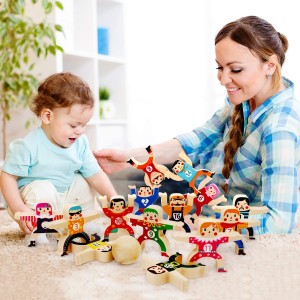 Ealing Wooden Hercules Building Stacking Game Educational Developmental Learning Toys for Kids Baby Toddlers 3 4 5 Years Old and Up (16 PCS)