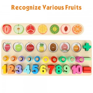LBLA Wooden Play Food Fruit Cutting Number Puzzles Math Counting Toys,Montessori Wood Blocks Puzzle Sorting Stacking Learning Toys for Toddler Preschool Kids