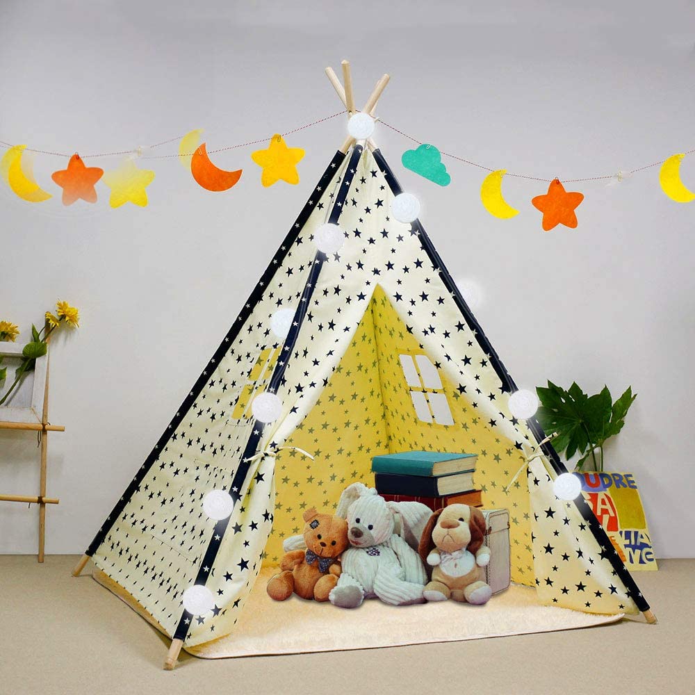 Best Price for Baby Floor Mats For Crawling - Arkmiido Teepee Tent for Kids Foldable Play Tent for Boys and Girls with Plush Mat Playhouse for Kids Indoor and Outdoor (Creamy White) – Ealing
