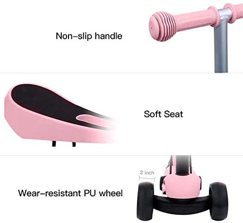 Well-designed Aluminum Material Suitable For Traveling Scooters - Arkmiido Scooters for Kids Kick Scooter with Removable Seat 3-in-1 Adjustable Height Kids Scooter with Light Wheels Toddler Scoote...