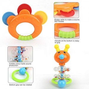 Baby Toys Rattles Teether and Shakers 9 PCS, Baby Newborn Gift Set for Hand Development Early Educational Toys for 3, 6, 9, 12 Month Newborn Toddler